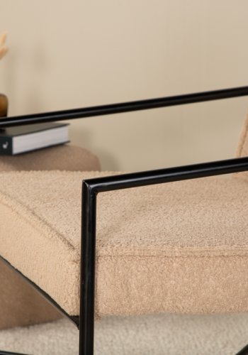 VENTURE DESIGN Rakel lnestol - beige bamsestof polyester og sort stl