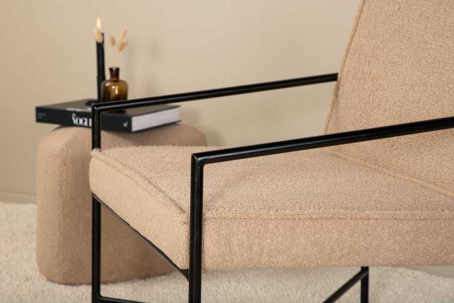 VENTURE DESIGN Rakel lnestol - beige bamsestof polyester og sort stl