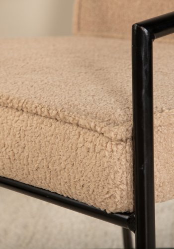 VENTURE DESIGN Rakel lnestol - beige bamsestof polyester og sort stl