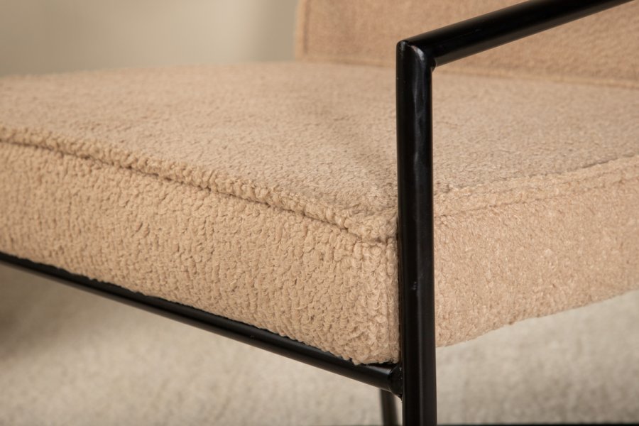 VENTURE DESIGN Rakel lnestol - beige bamsestof polyester og sort stl