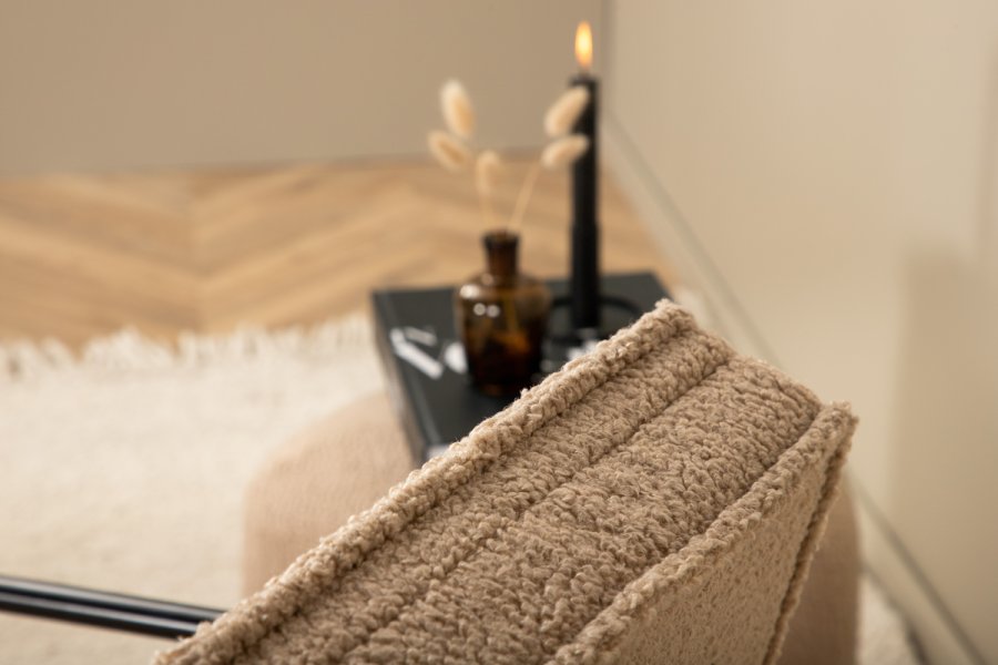 VENTURE DESIGN Rakel lnestol - beige bamsestof polyester og sort stl