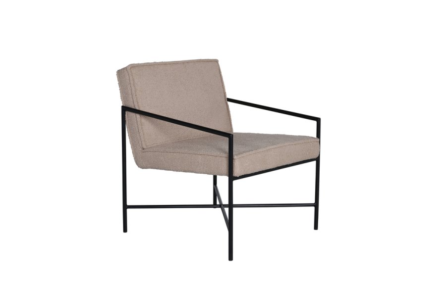 VENTURE DESIGN Rakel lnestol - beige bamsestof polyester og sort stl