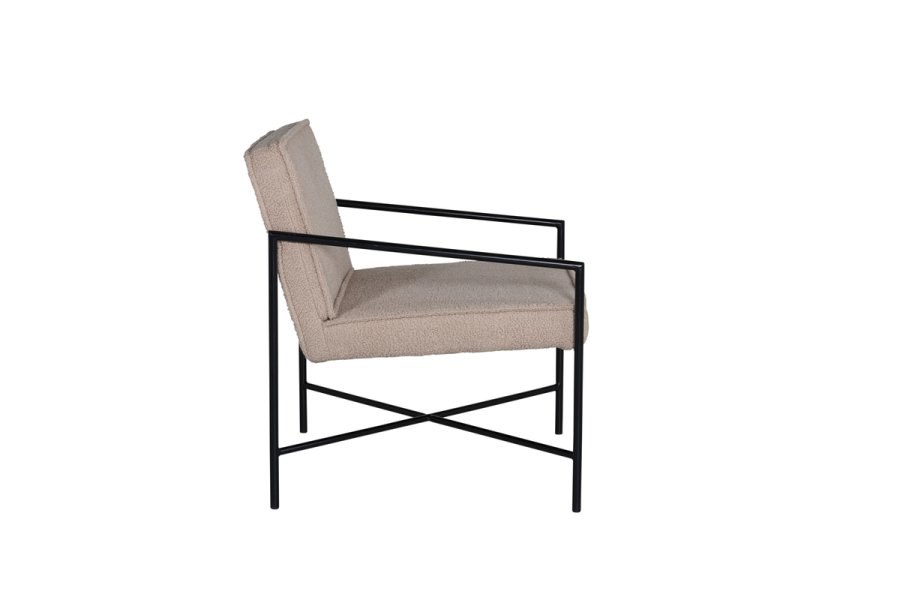 VENTURE DESIGN Rakel lnestol - beige bamsestof polyester og sort stl