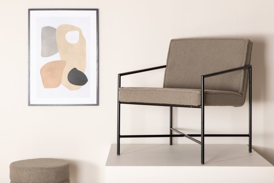 VENTURE DESIGN Rakel lnestol - gr bamsestof polyester og sort stl