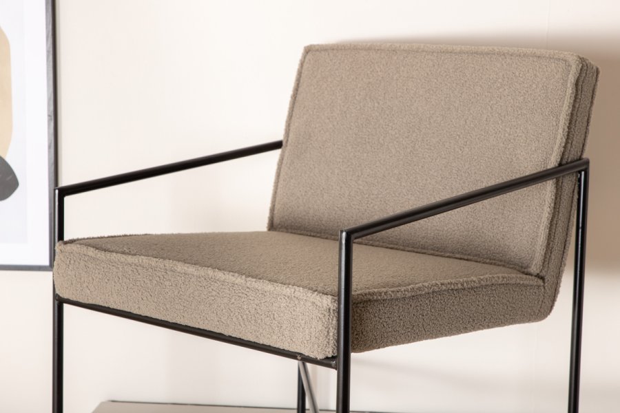 VENTURE DESIGN Rakel lnestol - gr bamsestof polyester og sort stl