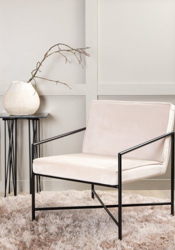 VENTURE DESIGN Rakel lnestol - beige fljl og sort stl