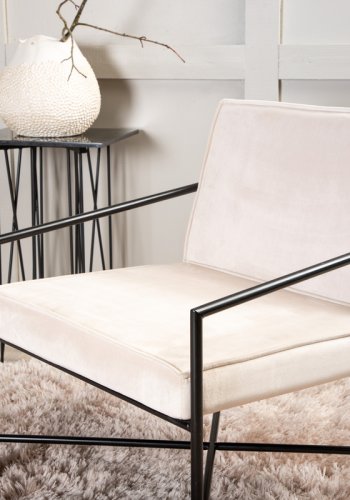 VENTURE DESIGN Rakel lnestol - beige fljl og sort stl