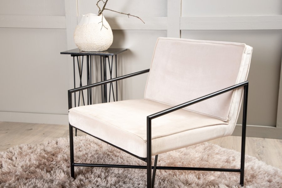 VENTURE DESIGN Rakel lnestol - beige fljl og sort stl