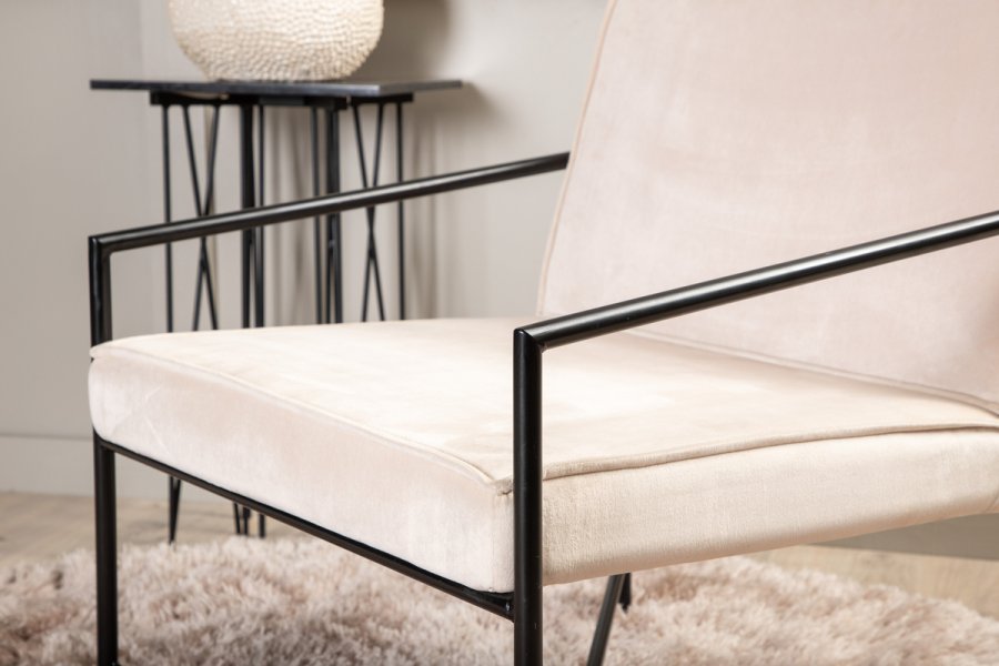 VENTURE DESIGN Rakel lnestol - beige fljl og sort stl