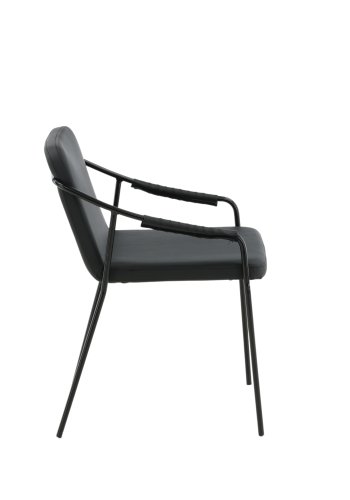 VENTURE DESIGN Tvist spisebordsstol, m. armln - sort PU/polyester og sort stl