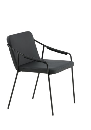 VENTURE DESIGN Tvist spisebordsstol, m. armln - sort PU/polyester og sort stl
