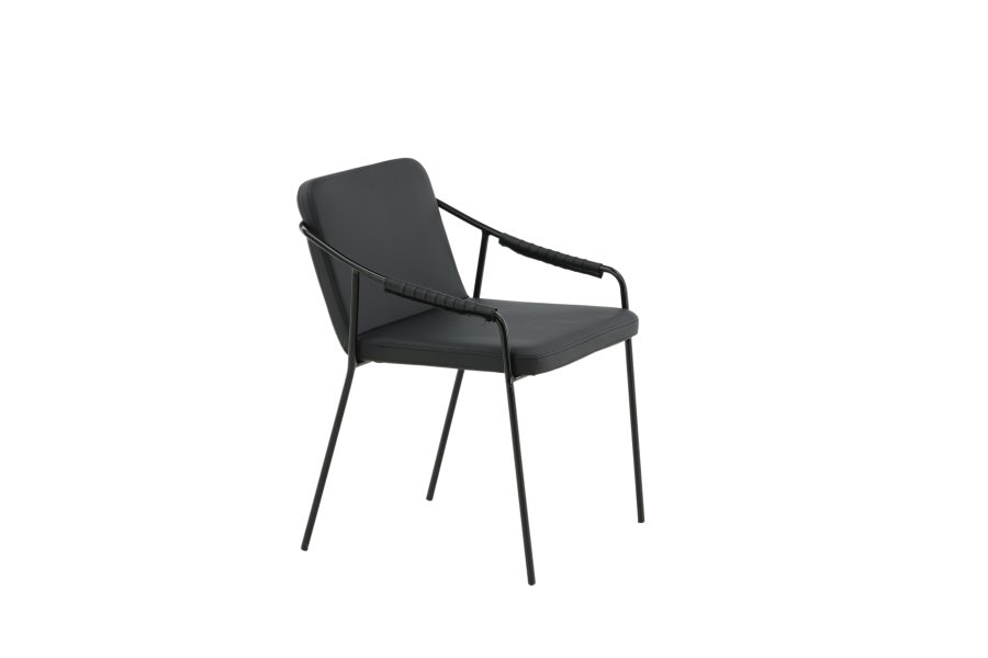 VENTURE DESIGN Tvist spisebordsstol, m. armln - sort PU/polyester og sort stl