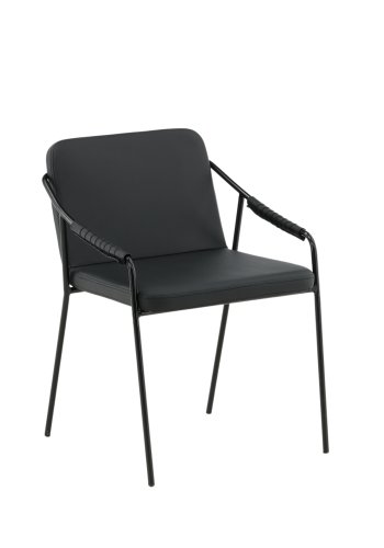 VENTURE DESIGN Tvist spisebordsstol, m. armln - sort PU/polyester og sort stl