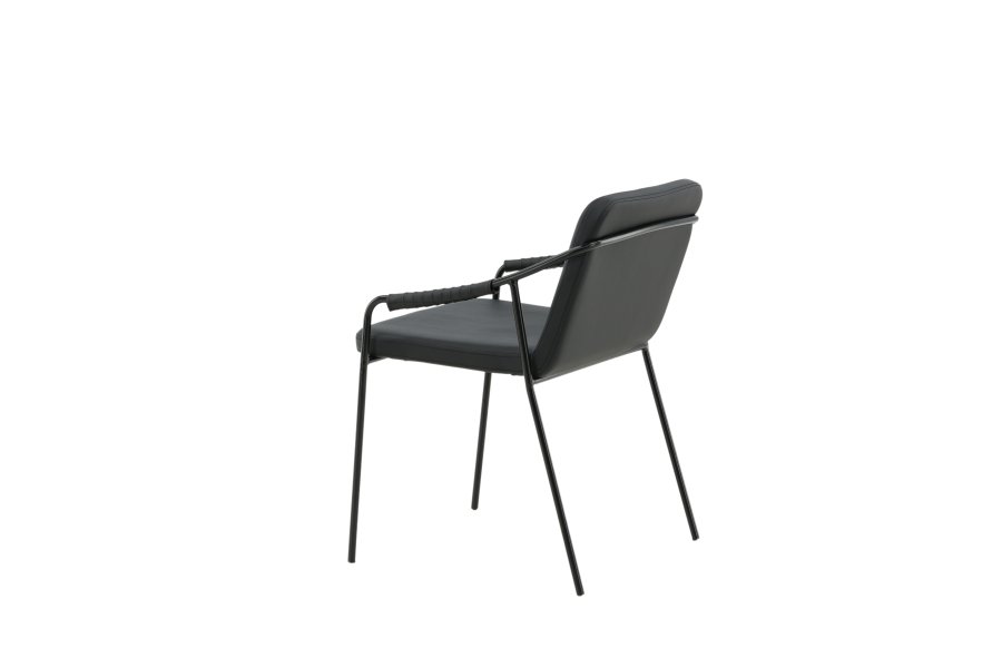 VENTURE DESIGN Tvist spisebordsstol, m. armln - sort PU/polyester og sort stl