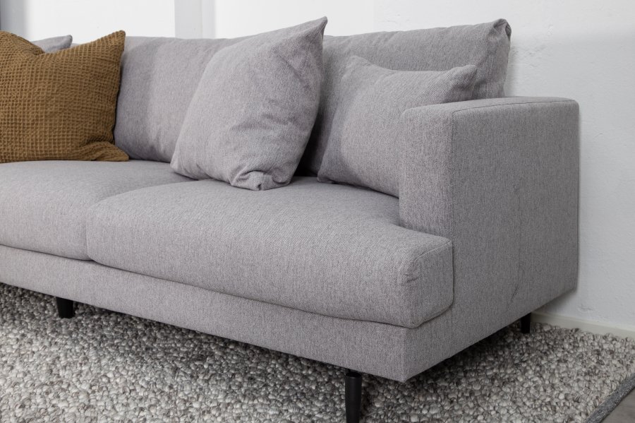 VENTURE DESIGN Sofia 3 pers. sofa - gr polyester og sort stl