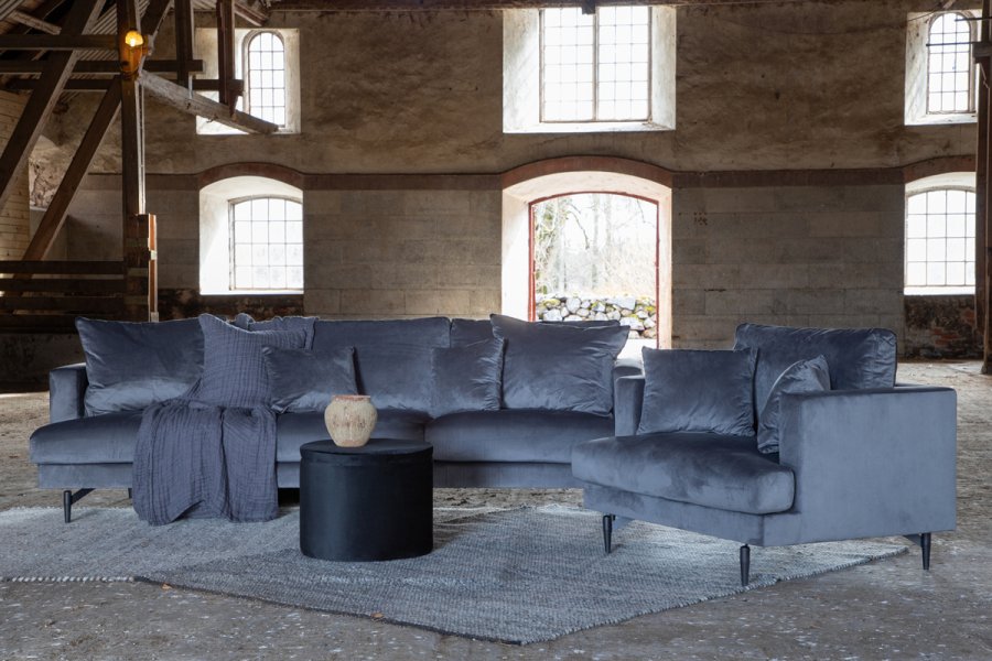 VENTURE DESIGN Sofia 3 pers. sofa - mrkegr fljl og sort stl