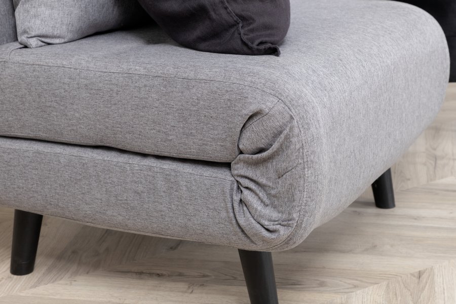 VENTURE DESIGN Vicky sovesofa, enkelt - gr polyester og sort stl (190x73)