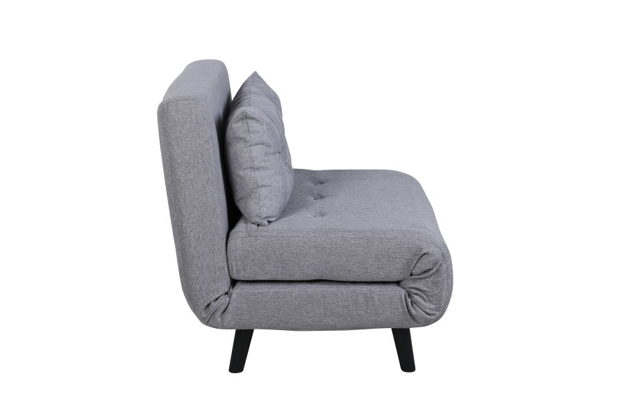 VENTURE DESIGN Vicky sovesofa, enkelt - gr polyester og sort stl (190x73)
