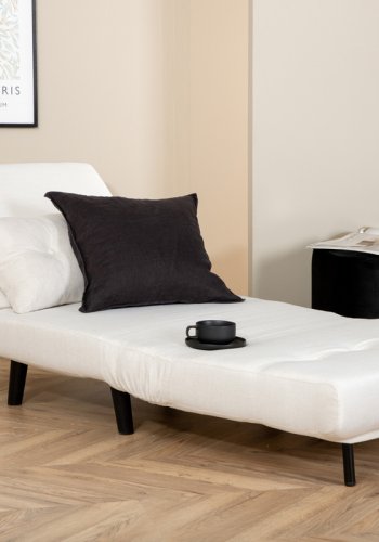 VENTURE DESIGN Vicky sovesofa, enkelt - beige polyester og sort stl (190x73)