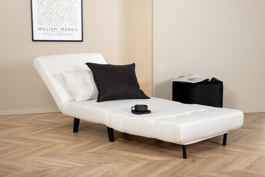 VENTURE DESIGN Vicky sovesofa, enkelt - beige polyester og sort stl (190x73)