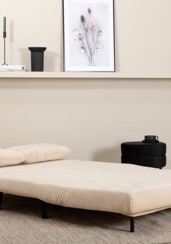 VENTURE DESIGN Vicky sovesofa, dobbelt - beige fljl og sort stl (190x120)