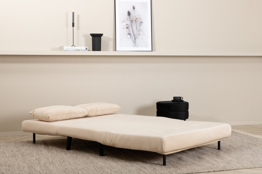 VENTURE DESIGN Vicky sovesofa, dobbelt - beige fljl og sort stl (190x120)