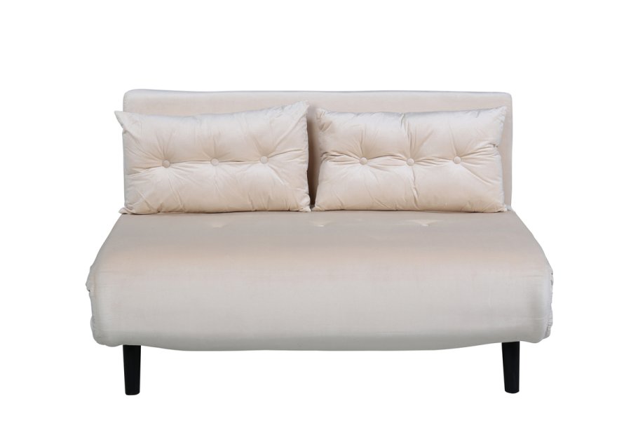 VENTURE DESIGN Vicky sovesofa, dobbelt - beige fljl og sort stl (190x120)