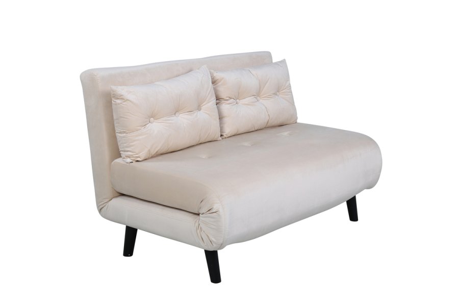 VENTURE DESIGN Vicky sovesofa, dobbelt - beige fljl og sort stl (190x120)