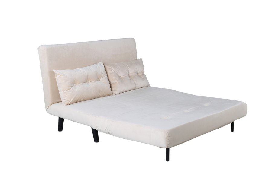 VENTURE DESIGN Vicky sovesofa, dobbelt - beige fljl og sort stl (190x120)