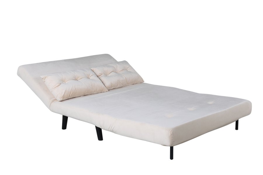 VENTURE DESIGN Vicky sovesofa, dobbelt - beige fljl og sort stl (190x120)