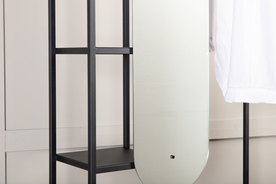 VENTURE DESIGN Classe garderobestativ, m. spejl og hylder - sort stl