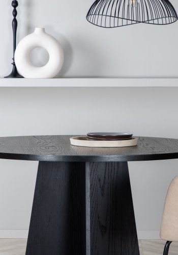 VENTURE DESIGN Bootcut spisebord, rund - sort finér (110)