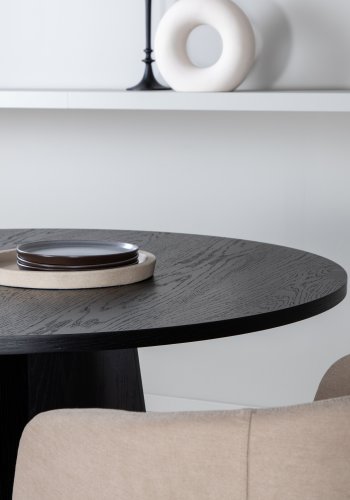 VENTURE DESIGN Bootcut spisebord, rund - sort finér (110)