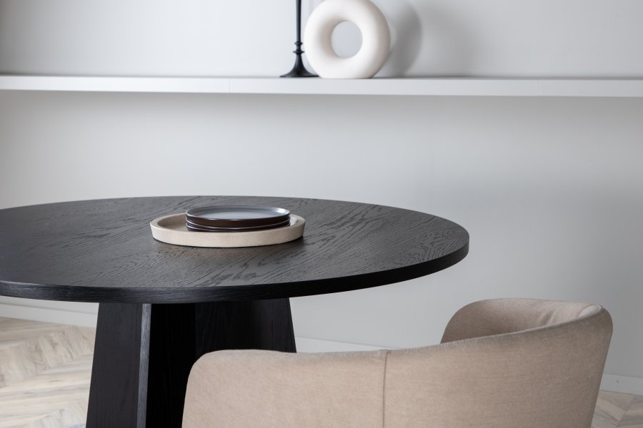VENTURE DESIGN Bootcut spisebord, rund - sort finér (110)