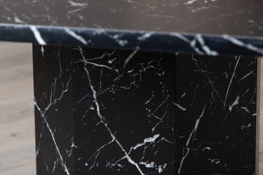 VENTURE DESIGN Marbs spisebord, ottekantet - sort marmormnstret papirlaminat (110)