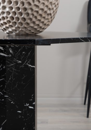 VENTURE DESIGN Marbs spisebord, ottekantet - sort marmormnstret papirlaminat (110)