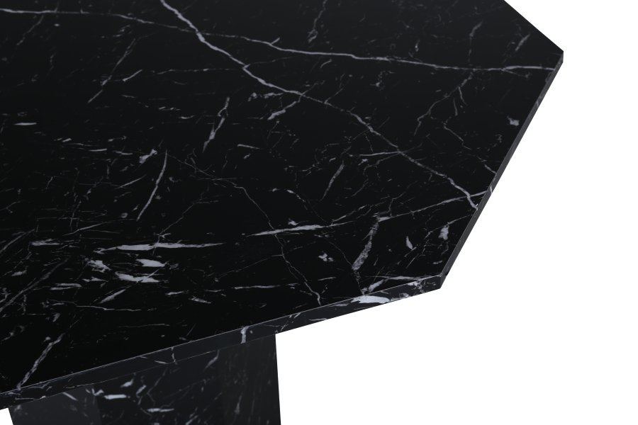 VENTURE DESIGN Marbs spisebord, ottekantet - sort marmormnstret papirlaminat (110)