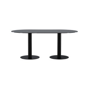 VENTURE DESIGN Pillan spisebord, oval - sort marmormnstret glas og sort stl (180x100)