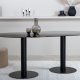 VENTURE DESIGN Pillan spisebord, oval - sort marmormnstret glas og sort stl (180x100)