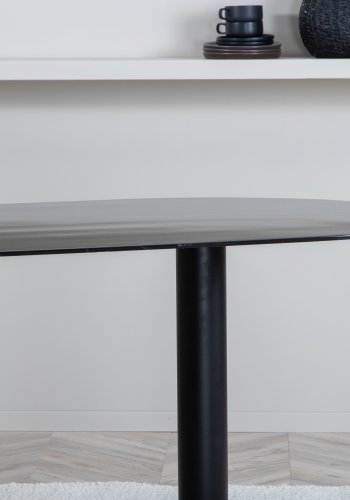 VENTURE DESIGN Pillan spisebord, oval - sort marmormnstret glas og sort stl (180x100)