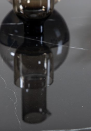 VENTURE DESIGN Pillan spisebord, oval - sort marmormnstret glas og sort stl (180x100)