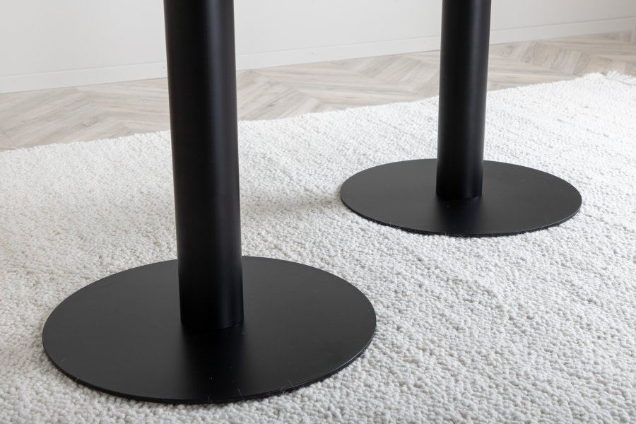 VENTURE DESIGN Pillan spisebord, oval - sort marmormnstret glas og sort stl (180x100)