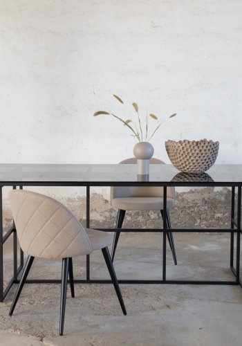 VENTURE DESIGN Leif spisebord, rektangulr - rgfarvet glas og sort stl (200x90)