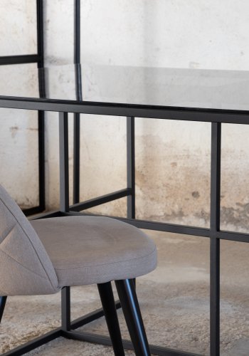 VENTURE DESIGN Leif spisebord, rektangulr - rgfarvet glas og sort stl (200x90)