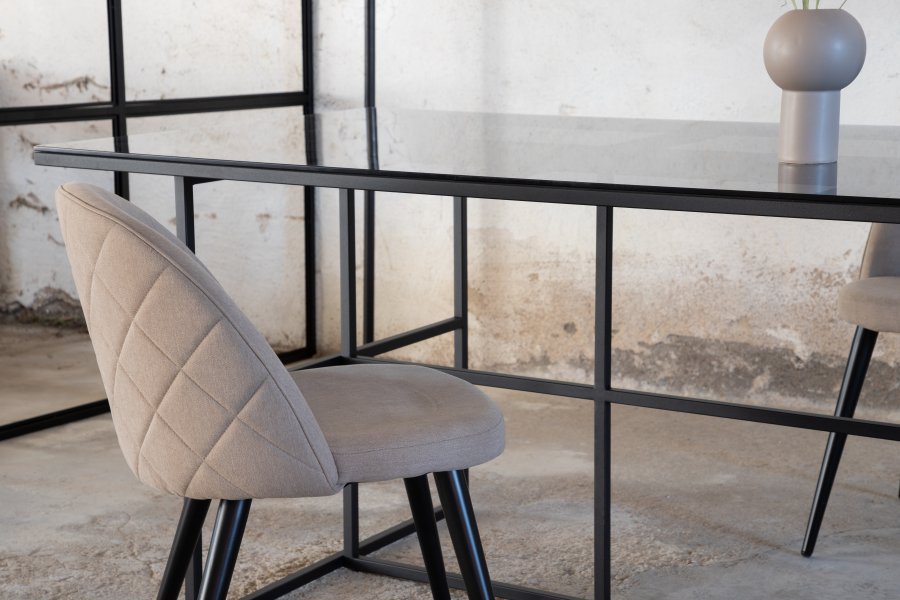 VENTURE DESIGN Leif spisebord, rektangulr - rgfarvet glas og sort stl (200x90)