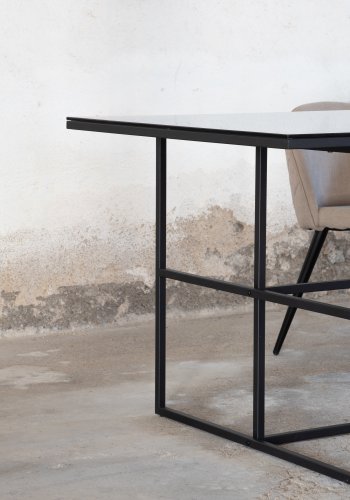 VENTURE DESIGN Leif spisebord, rektangulr - rgfarvet glas og sort stl (200x90)