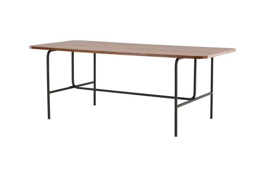 VENTURE DESIGN Uno spisebord, rektangulr - valnddefarvet finér og sort stl (200x90)