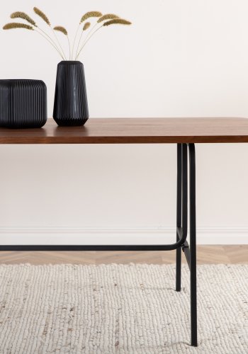 VENTURE DESIGN Uno spisebord, rektangulr - valnddefarvet finér og sort stl (200x90)