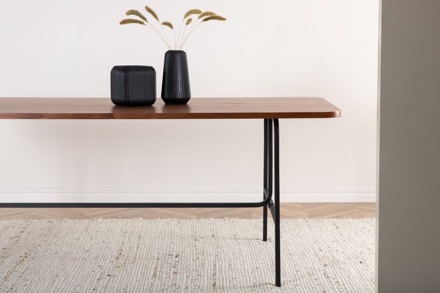 VENTURE DESIGN Uno spisebord, rektangulr - valnddefarvet finér og sort stl (200x90)