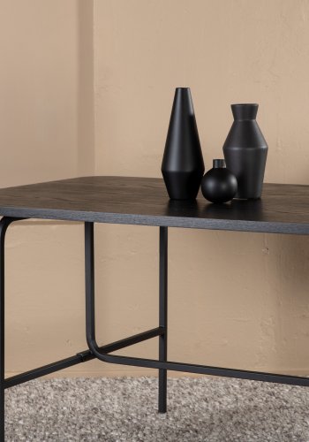 VENTURE DESIGN Uno spisebord, rektangulr - sort finér og sort stl (200x90)